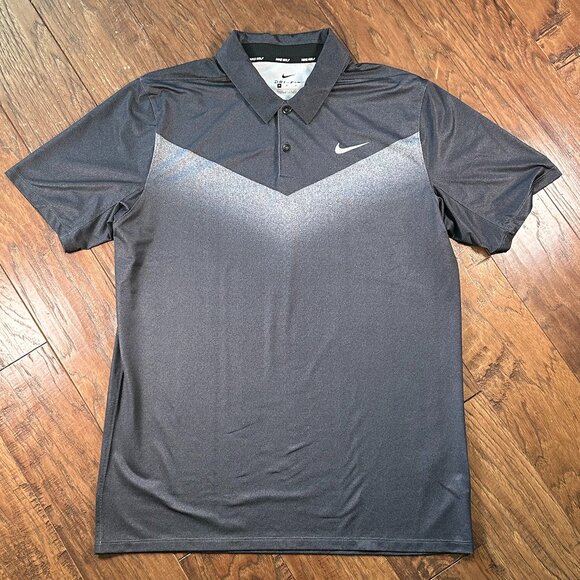 Nike Men's Medium Polo Black / Gray Golf Dri-Fit - Picture 1 of 6